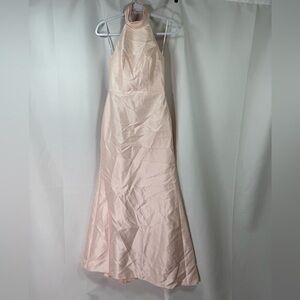 Alfred Sung Bryson High Neck Open Back Trumpet Gown Blush Pink 0R